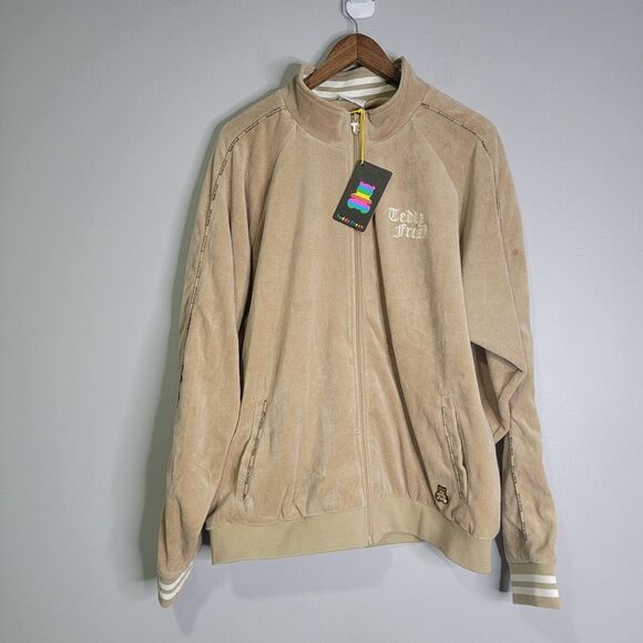Teddy Fresh Other - Teddy Fresh Velour Full Zip Track‎ Jacket Lined Size 2XL Beige NWT